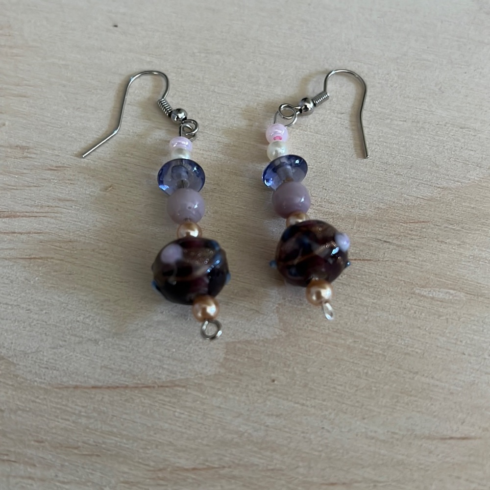Handmade Purple Dangle Earrings
